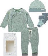 Noppies Unisex Cadeauset (5delig) Sokken, Mutsje, Shirt en Broekje Mint Grijs - Maat 62