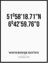 Poster/kaart WINTERSWIJK KOTTEN met coördinaten