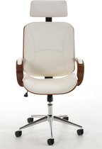 Bureaustoel - Bureaustoel voor volwassenen - Hoofdsteun - Hout - Wit - 70x70x125 cm