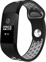 Geschikt voor Fitbit Charge 4 sport band - zwart grijs - Maat L