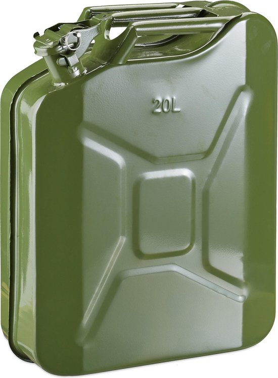 Relaxdays jerrycan - 20 liter voor brandstof - staal - benzine kan - groen | bol.com