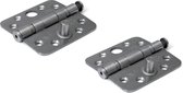 4x stuks kogellagerscharnier / deurscharnieren RVS met ronde hoeken 7,6 x 7,6 x 2,4 cm - deurmontage / monteren van zware deuren - deurscharnier / kogellagerscharnier