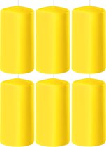 6x Gele cilinderkaarsen/stompkaarsen 6 x 10 cm 36 branduren - Geurloze kaarsen geel - Woondecoraties