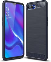 Brushed Texture Carbon Fiber TPU Case voor OPPO K1 (Navy Blue)