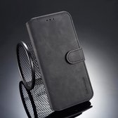 DG.MING Retro Oil Side Horizontal Flip Case voor iPhone XS / X, met houder & kaartsleuven & portemonnee (zwart)