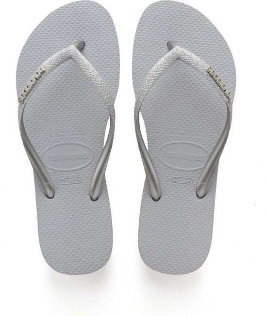 Havaianas Slim Glitter Dames Slippers - Ice Grey - Maat 35/36