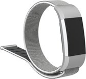 Shop4 - Fitbit Charge 2 Bandje - Nylon Grijs Wit
