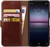 Rosso Element Book Case Wallet Hoesje Geschikt voor Sony Xperia 1 II | Portemonnee | 3 Pasjes | Magneetsluiting | Stand Functie | Bruin