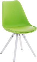 Clp Pegleg Bezoekersstoel - Kunstleer - Groen - Houten onderstel - Kleur wit - Vierkant