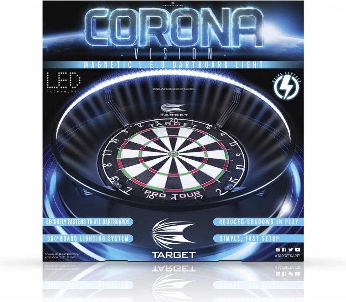Target darts corona vision - dartbord verlichting 360