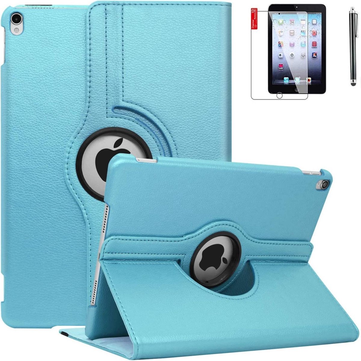 Geschikt Voor: iPad Mini 1 2 3 Case hoes met Screen Protector en Stylus - licht blauw