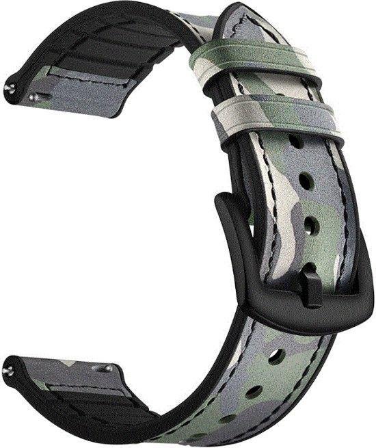 Camouflage bandje groen leer/siliconen geschikt voor Samsung Galaxy Watch  46mm | bol.com