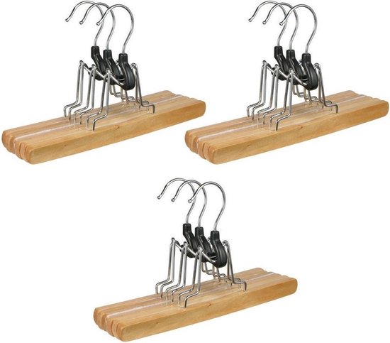 bevolking zeemijl bestellen Set van 9 stuks houten broekhangers kledinghangers 24,5 cm - Kledinghangers  /... | bol.com