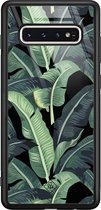 Samsung S10 hoesje glass - Palmbladeren Bali | Samsung Galaxy S10 case | Hardcase backcover zwart