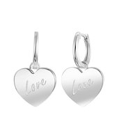 Zilveren oorringen met hanger hart/love
