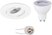 LED Spot Set - Pragmi Alpin Pro - GU10 Fitting - Dimbaar - Inbouw Rond - Mat Wit - 6W - Warm Wit 3000K - Kantelbaar Ø92mm - BES LED