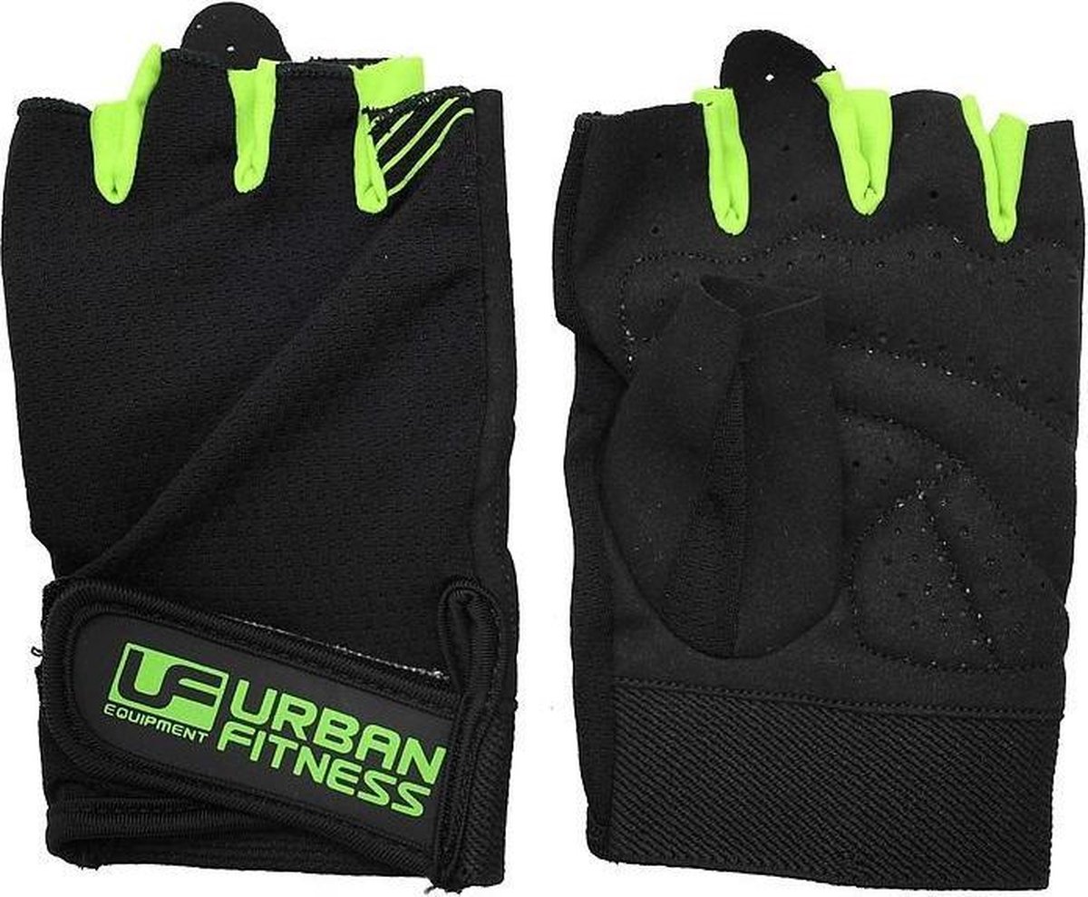Urban Fitness Fitness-handschoenen Katoen Zwart/groen Maat S