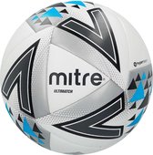 Mitre Voetbal Ultimatch Polyurethaan Wit/zilver/blauw Maat 4