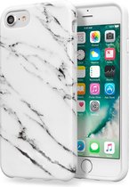 iPhone 8 Hoesje Marmer Look Hoes Case Hard Cover - Wit