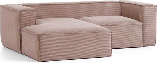 Kave Home - 2-zitsbank Blok roze corduroy met chaise longue links 240 cm