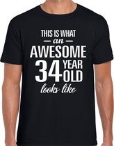 Awesome 34 year / 34 jaar cadeau t-shirt zwart heren S