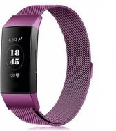 Milanees Smartwatch bandje - Geschikt voor  Fitbit Charge 3 Milanese band - paars - Maat: L - Horlogeband / Polsband / Armband
