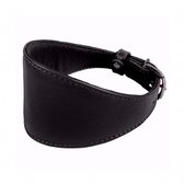 Collar Soft - Brede leren halsband - Zwart - Maat M