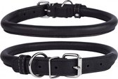 Rolled Leather Dog Collar - COLLAR SOFT - black or brown-Black-L