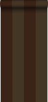 Origin behang strepen mat bruin en glanzend brons - 345729 - 53 cm x 10,05 m