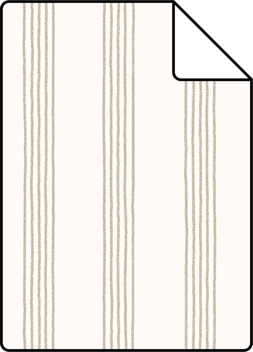 Proefstaal ESTAhome behang strepen beige - 26.5 x 21 cm - 127615-S