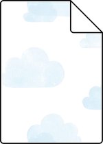 Proefstaal ESTAhome behang gestempelde wolkjes lichtblauw en wit - 138930 - 26,5 x 21 cm