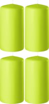 4x Lime groene cilinderkaarsen/stompkaarsen 6 x 12 cm 45 branduren - Geurloze kaarsen lime groen - Woondecoraties