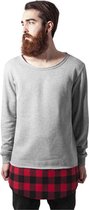 Urban Classics Sweater/trui -2XL- Long Flanell Bottom Open Edge Grijs/Zwart