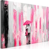 Schilderijen Op Canvas - Schilderij - Umbrella in Love (1 Part) Wide Pink 90x60 - Artgeist Schilderij