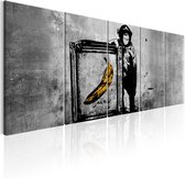 Schilderijen Op Canvas - Schilderij - Banksy: Monkey with Frame 200x80 - Artgeist Schilderij