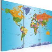 Schilderijen Op Canvas - Schilderij - World Map: Colourful Note 120x80 - Artgeist Schilderij