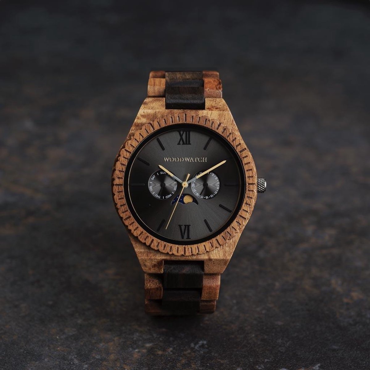 HOT&TOT Dusk | Houten herenhorloge | Grijs | Vierkant | 40mm