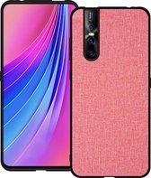 Schokbestendige doek textuur pc + tpu beschermhoes voor vivo v15 pro (roze)