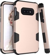 Contrasterende kleur siliconen + pc schokbestendig hoesje voor Galaxy S10e (goud)