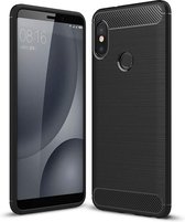 Voor Xiaomi Redmi Note 5 Pro Geborstelde textuur Koolstofvezel Schokbestendig TPU Volledig lichaam Robuuste beschermhoes (zwart)