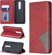 Ruit textuur horizontale flip magnetische lederen tas met houder en kaartsleuven en portemonnee voor Nokia 4.2 (rood)