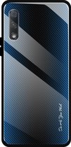 Voor Huawei Honor 9x Texture Gradient Glass beschermhoes (blauw)