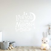 Muursticker I Love You To The Moon And Back -  Wit -  120 x 120 cm  -  baby en kinderkamer  alle - Muursticker4Sale