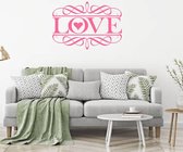 Muursticker Love Sier -  Roze -  100 x 71 cm  -  woonkamer  slaapkamer  engelse teksten  alle - Muursticker4Sale