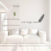 Muursticker Live Laugh Love -  Donkergrijs -  80 x 33 cm  -  slaapkamer  engelse teksten  woonkamer  alle - Muursticker4Sale