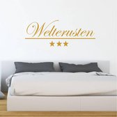 Muursticker Welterusten Met Sterren -  Goud -  80 x 29 cm  -  nederlandse teksten  slaapkamer  alle - Muursticker4Sale