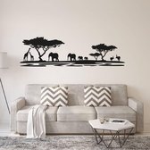 Muursticker Afrika Dieren - Geel - 120 x 34 cm - woonkamer slaapkamer dieren