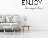 Muursticker Enjoy The Simple Things - Oranje - 120 x 54 cm - slaapkamer engelse teksten woonkamer