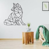 Origami Muursticker Wolf -  Lichtbruin -  80 x 80 cm  -  origami  alle muurstickers  dieren - Muursticker4Sale