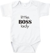Rompertjes baby met tekst - Little boss lady - Romper wit - Maat 74/80